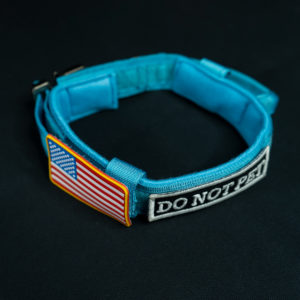 Blue – Military Tactical Dog Collar With Personalized Name Patch