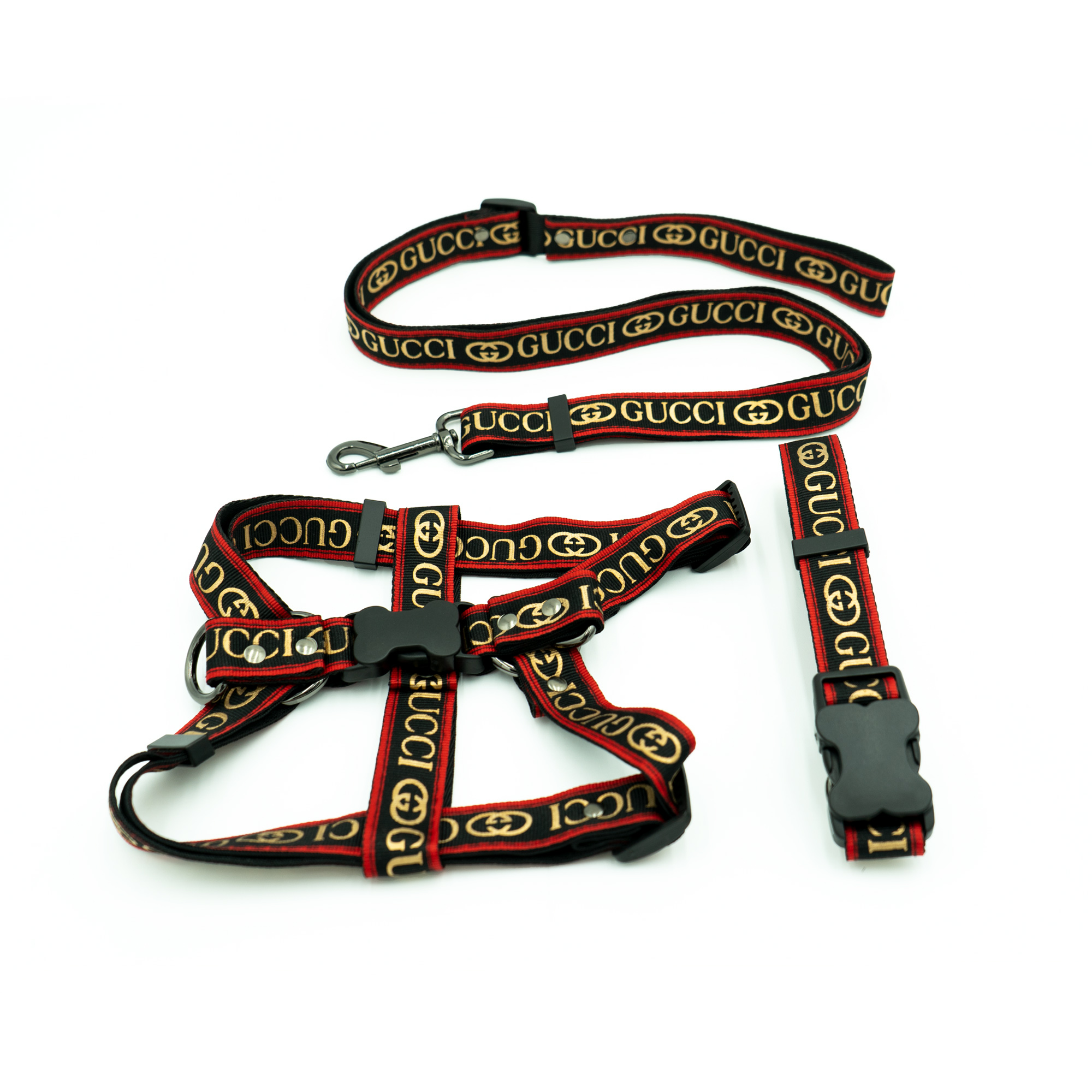 Classic Gucci Monogram Inspired Harness and Leash Set