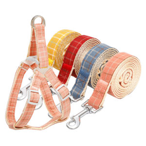 Plaid Dog Set, Harness & Leash - Blue, Pink, Yellow, Red