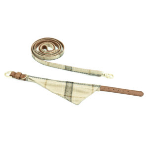 Bandana Plaid Dog Collar & Leash Set - Brown