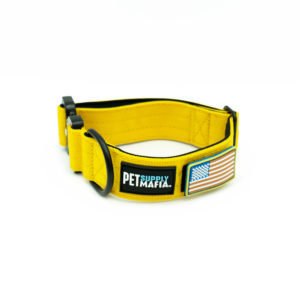 Yellow - 1.5in Tactical Dog Collar with flag